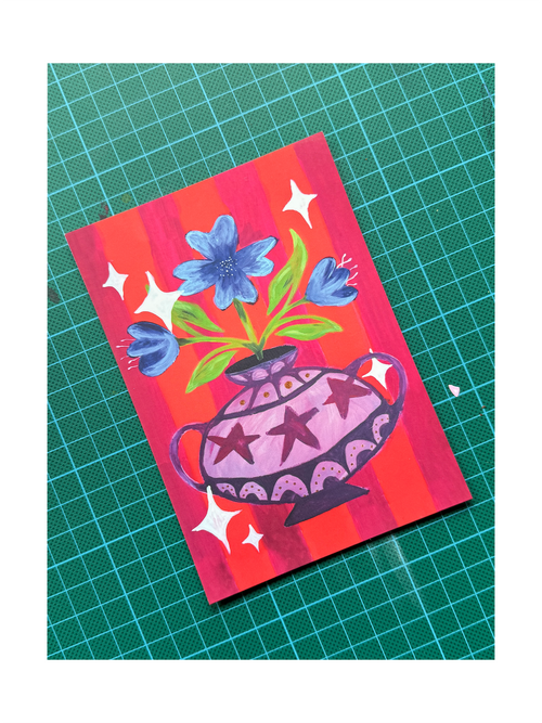 Postkarte "Flower Pot on wild Background"