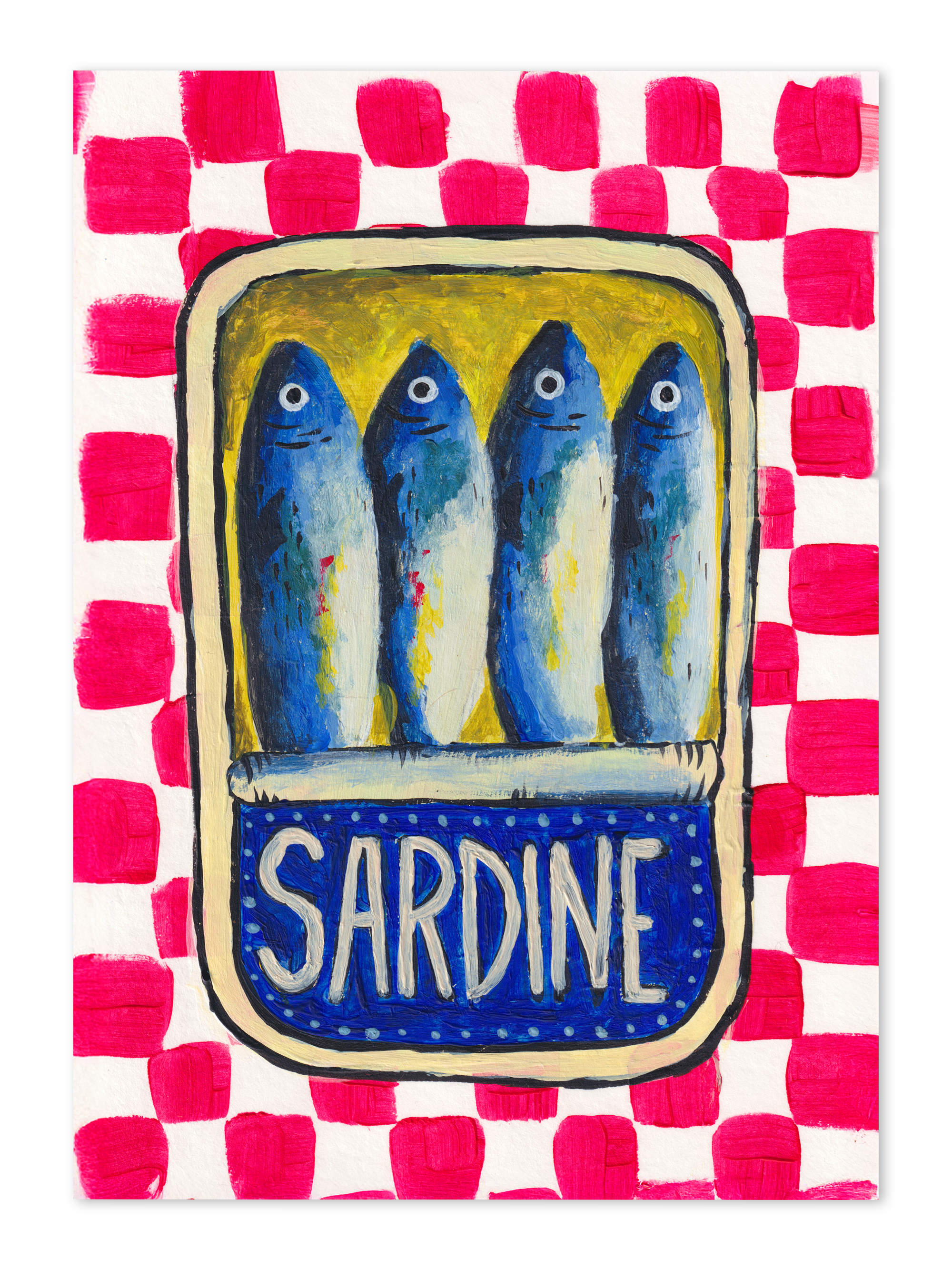 Postkarte "Sardinen chillen in einer Sardinenbüchse"