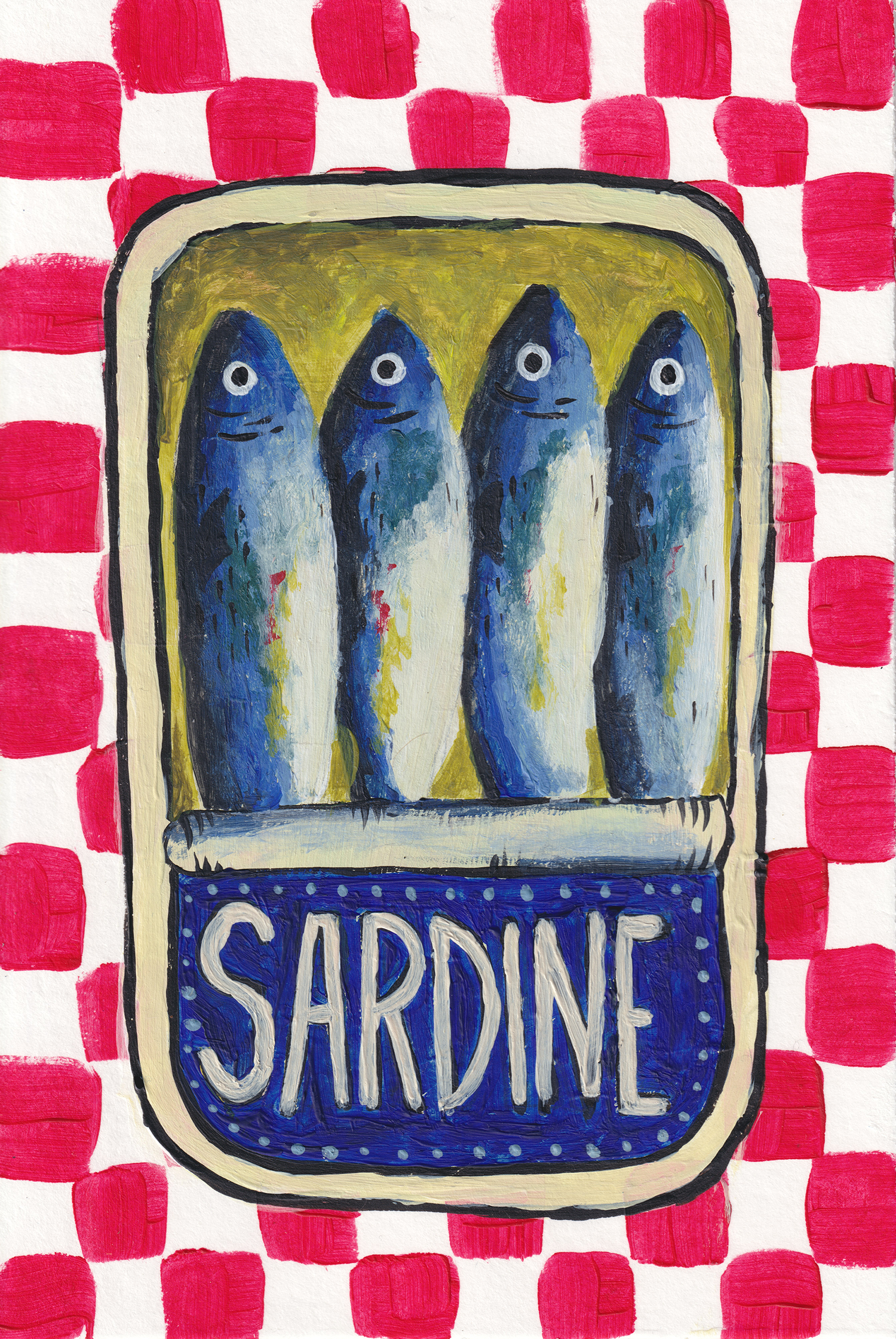 Postkarte "Sardinen chillen in einer Sardinenbüchse"