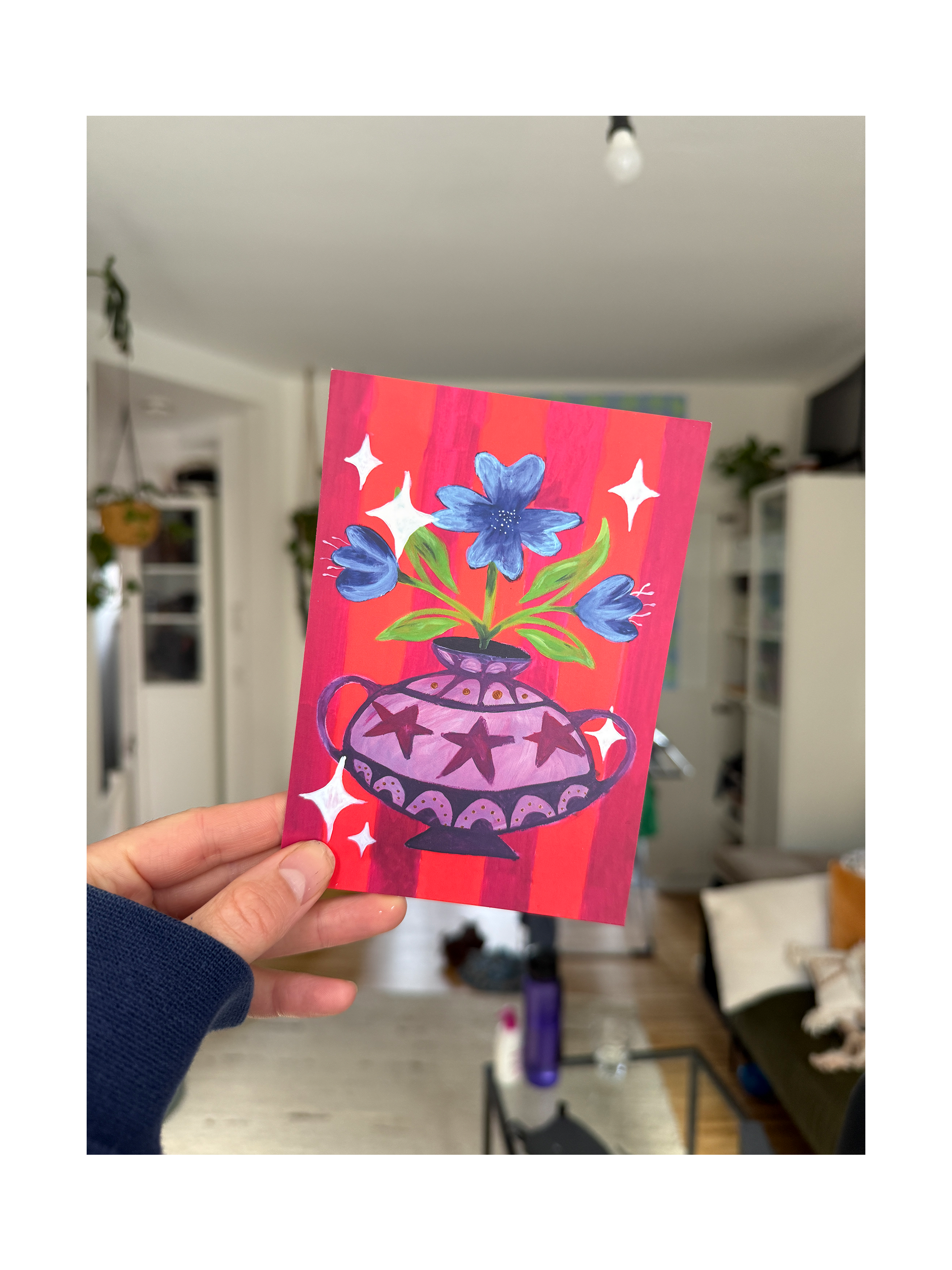 Postkarte "Flower Pot on wild Background"